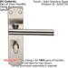 2x Mitred T Bar Lever on Bathroom Backplate Handle Thumbturn Lock Satin Steel Loops