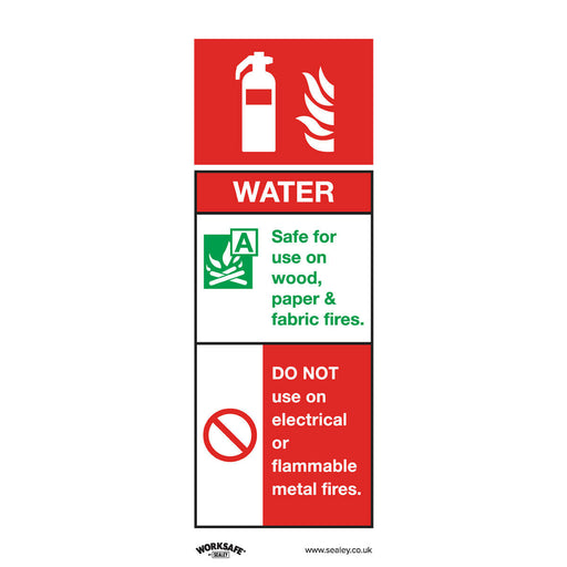 10x WATER FIRE EXTINGUISHER Safety Sign - Self Adhesive 75 x 210mm Sticker Loops