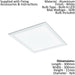 2 PACK Flush Ceiling Panel Light White Sqaure Tile 16W Built in LED 4000K Loops