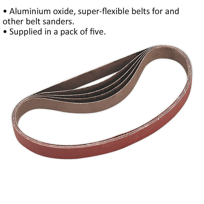 5 PACK - 20mm x 520mm Sanding Belts - 120 Grit Aluminium Oxide Slim Detail Loop Loops