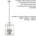 4 Light Hanging Ceiling Pendant Nickel & Glass Lantern Shade Lamp Bulb Holder Loops
