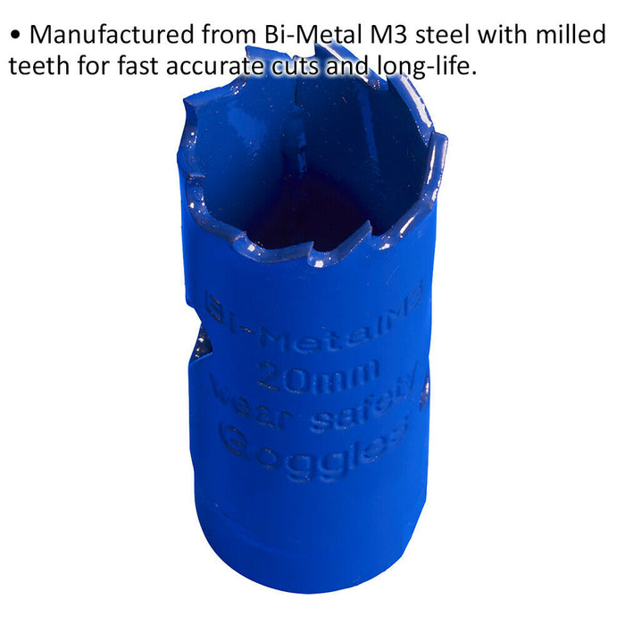 20mm HSS Hole Saw Blade - Milled Teeth - Bi-Metal M3 Steel Long Lasting Drill Loops