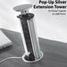 3 Way Gang Pop Up Extension Tower 2x USB Ports Silver Hidden Mains Power Socket Loops