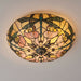 Tiffany Glass Semi Flush Ceiling Light Dragonfly Round Inverted Shade i00032 Loops