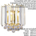 2 PACK Unique Dimmable Wall Light Brass Clear Acrylic Elegant Chandelier Lamp Loops