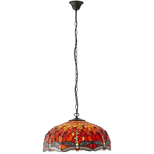 Tiffany Glass Hanging Ceiling Pendant Light Orange Dragonfly 3 Lamp Shade i00113 Loops