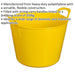 40 Litre Heavy Duty Flexi Tub - Strong Carry Handles - 340mm Dia Base - Yellow Loops