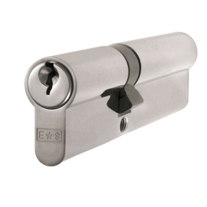 40/60mm Offset EURO Double Cylinder Lock Keyed to Differ 5 Pin Satin Chrome Loops