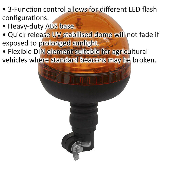 12V / 24V LED Rotating Amber Beacon Light & Spigot Base Mount - Warning Lamp Loops
