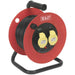 25 Metre Heavy Duty Cable Drum - 2 x 110V Socket Extension Lead - Thermal Trip Loops