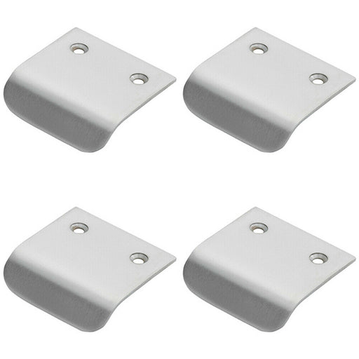 4x Semi Concealed Cabinet Finger Pull Handle 29mm Fixing Centres Satin Chrome Loops