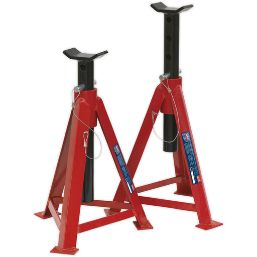 PAIR 5 Tonne Axle Stands - Pin & Chain Load Support - 700mm Max Height Loops