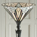 1.7m Tiffany Floor Lamp Black Stem & Retro Stained Glass Shade Uplighter i00002 Loops