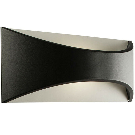 IP65 Outdoor Modern Curved Wall Light Black Texture Aluminium 12W Warm White LED Loops