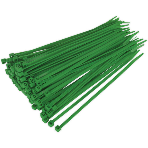 100 PACK Green Cable Ties - 200 x 4.8mm - Nylon 66 Material - Heat Resistant Loops