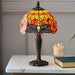 Tiffany Glass Table Lamp Light Dark Bronze Base & Orange Dragonfly Shade i00195 Loops
