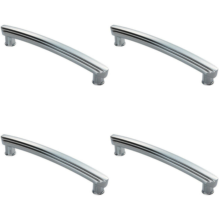 4x Ridge Deisgn Curved Cabinet Pull Handle 160mm Fixing Centres Polished Chrome Loops