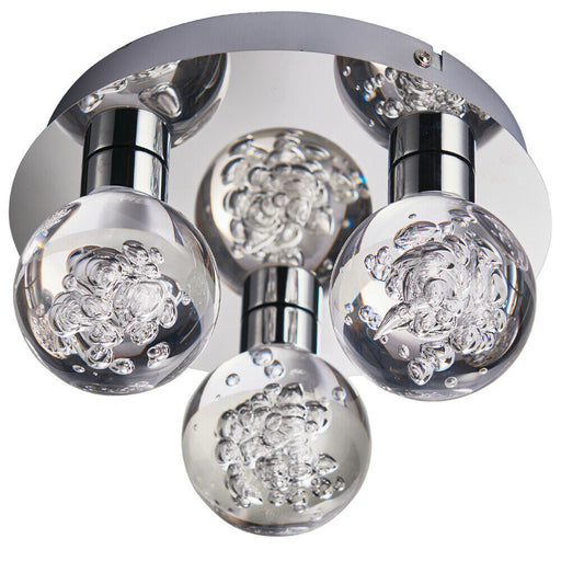 Flush Bathroom Ceiling Light IP44 Warm White LED Ball Modern Chrome Round Lamp Loops