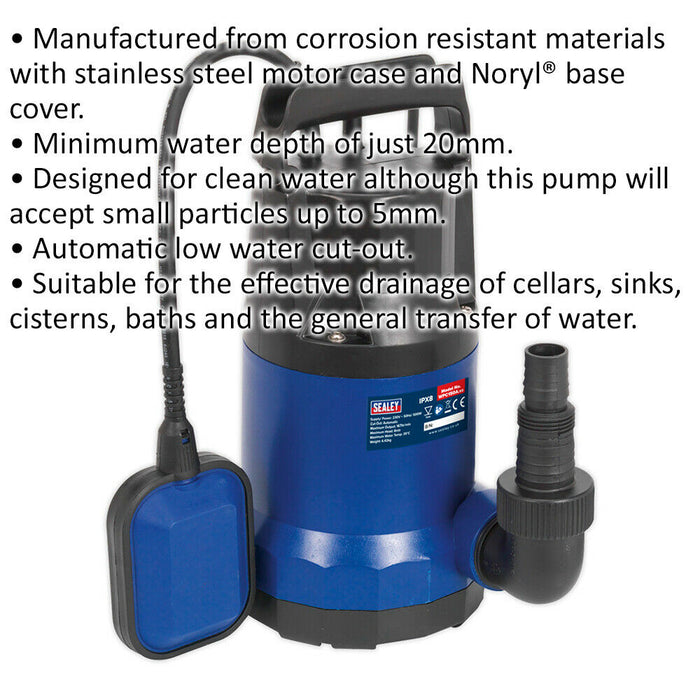 Submersible Water Pump - 167L/Min - Automatic Cut-Out - 500W Motor - 230V Loops