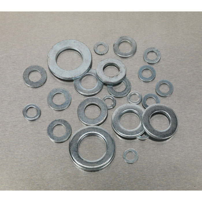 1070 Piece Form A Flat Washer Assortment - M5 to M16 - Partitioned Storage Box Loops