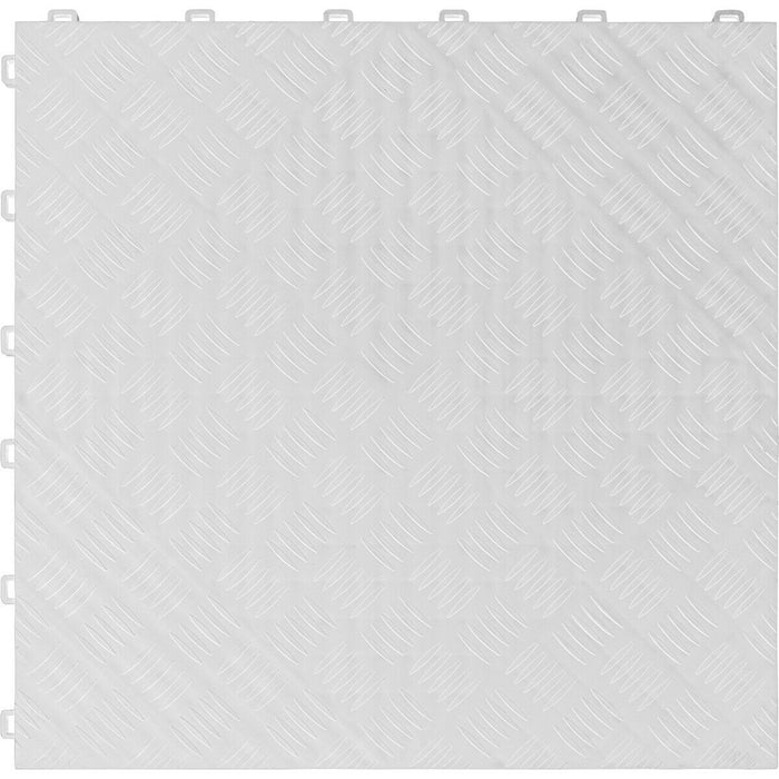 9 PACK Heavy Duty Floor Tile - PP Plastic - 400 x 400mm - White Treadplate Loops