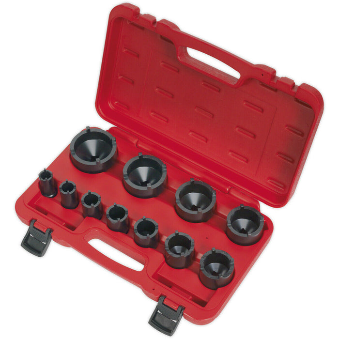 11 PACK - 4 Tooth Castellated Ball Joint Axle Socket Set 15mm to 61mm Impact Bit Loops