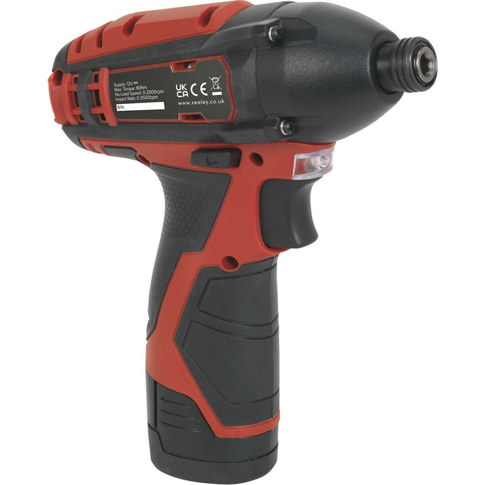 1/4 Inch Hex Drive Cordless Impact Driver - 2 x 12 V Li-on Batteries Included Loops