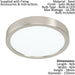 Wall / Ceiling Light Satin Nickel 210mm Round Surface Mounted 16.5W LED 4000K Loops