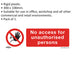 1x NO ACCESS Health & Safety Sign - Rigid Plastic 300 x 100mm Warning Plate Loops