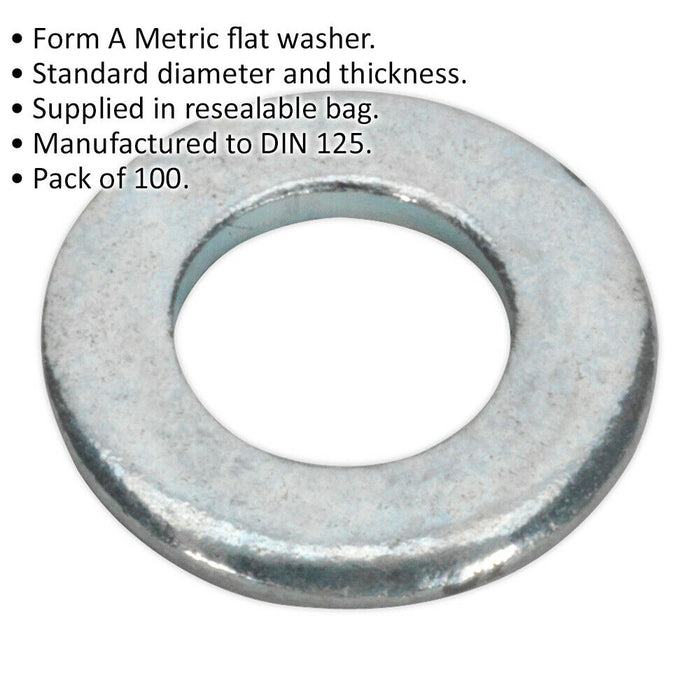 100 PACK Form A Flat Zinc Washer - M4 x 9mm - DIN 125 - Metric - Metal Spacer Loops