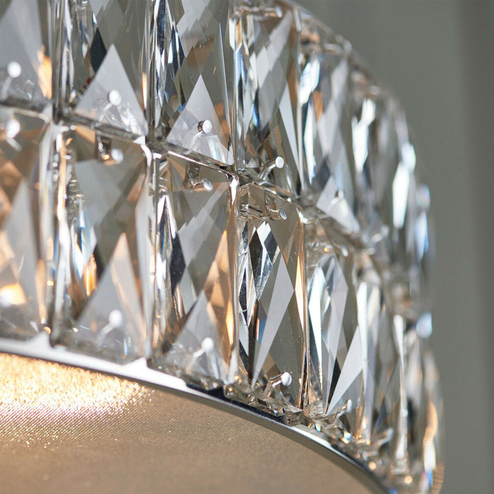 5 Bulb Ceiling Pendant & 2x Matching Flush Wall Light Chrome & Crystal Glass Loops
