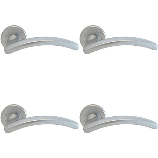 4x PAIR Oval Shape Arched Bar Handle on Round Rose Concealed Fix Satin Chrome Loops