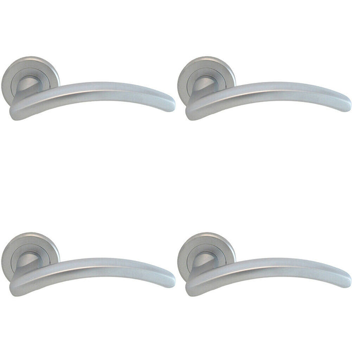 4x PAIR Oval Shape Arched Bar Handle on Round Rose Concealed Fix Satin Chrome Loops