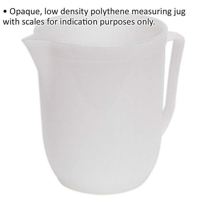 1 Litre Low Density Measuring Jug - Measurement Scales - Clear Plastic - Spout Loops