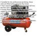 50 Litre Mobile Belt Drive Air Compressor - 3hp Motor - Quick Release Coupling Loops