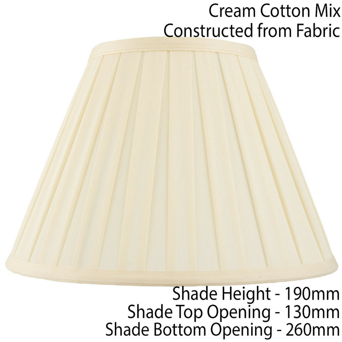 10" Tapered Drum Lamp Shade Cream Box Pleated Fabric Cover Classic & Elegant Loops