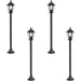 4 PACK IP44 Outdoor Bollard Light Black Cast Aluminium 60W E27 Tall Lamp Post Loops