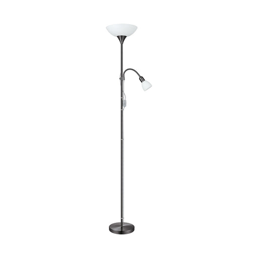 Floor Lamp Light Nickel Shade White Plastic Glass Bulb E27 E14 1x60W 1x25W Loops