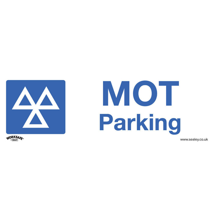 1x MOT PARKING Health & Safety Sign - Self Adhesive 300 x 100mm Warning Sticker Loops