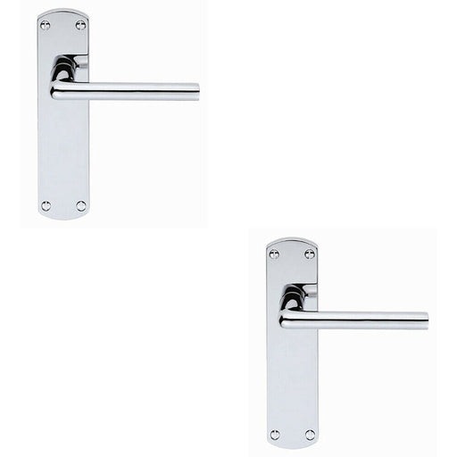 2x Rounded Straight Bar Handle on Latch Backplate 170 x 42mm Polished Chrome Loops