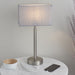 Table Lamp Matt Nickel Plate & Grey Fabric 60W E27 Base & Shade e10648 Loops