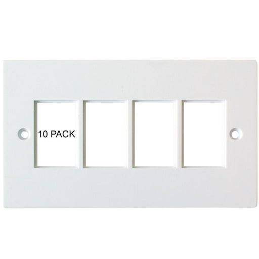 10 PACK Quad 4x Gang Module Modular Frames 25x38mm LJ6C Wall Face Plate Cable Loops