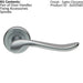 PAIR Scroll Shaped Lever Handle on Round Rose Concealed Fix Satin Chrome Loops