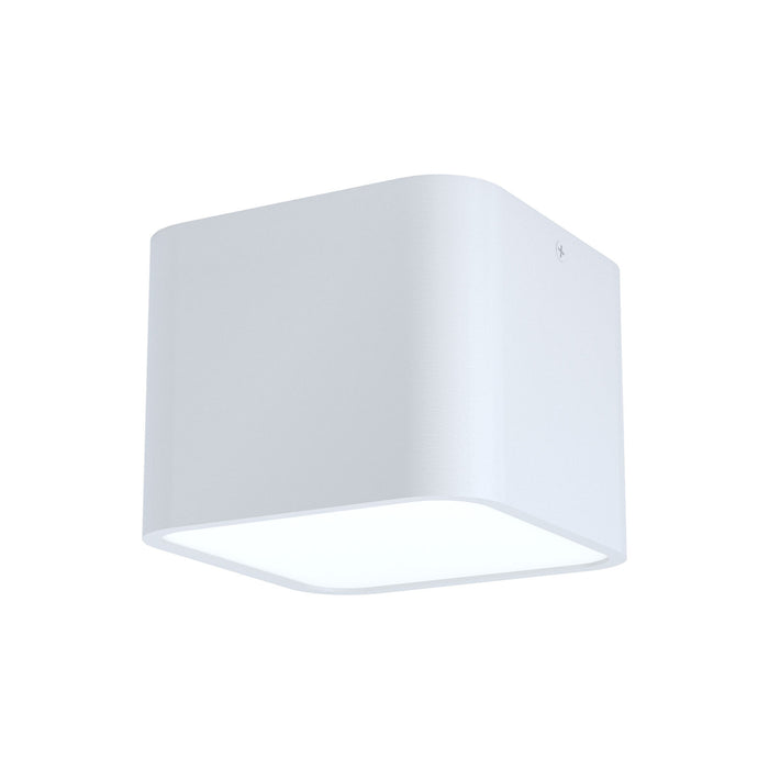 Wall / Ceiling Light White Aluminium Square Downlight 1 x 28W E27 Bulb Loops