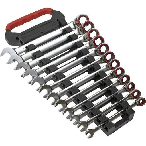 12pc Reversible Ratchet Combination Spanner Set - 12 Point Metric Moving Socket Loops
