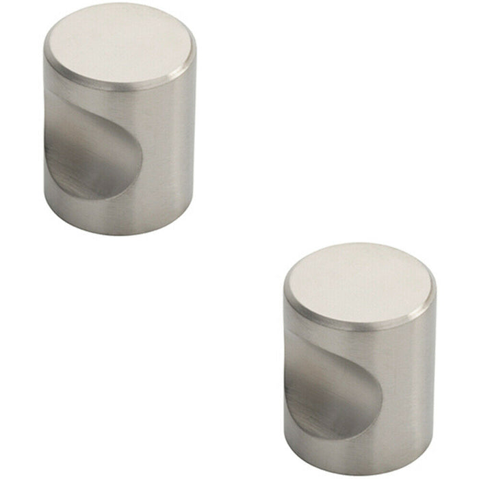 2x Cylindrical Cupboard Door Knob 25mm Diameter Stainless Steel Cabinet Handle Loops