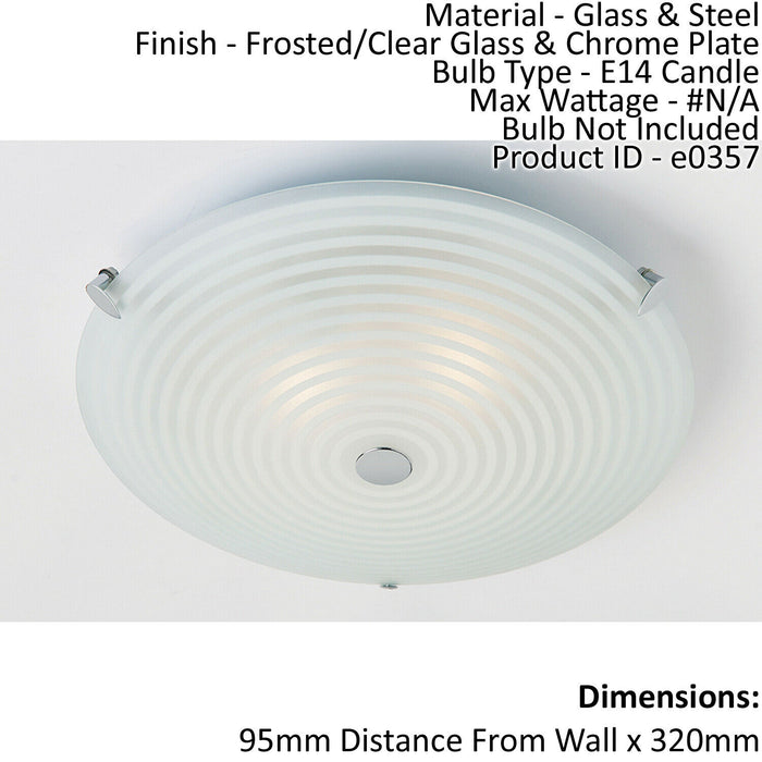 Flush Ceiling Light Frosted/Clear Glass & Chrome Plate 2 x 40W E14 candle Loops