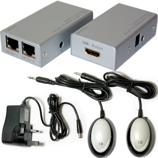 HDMI & IR Control Over CAT5e CAT6 Extender Sender Balun Kit Full HD @ 30m RJ45 Loops