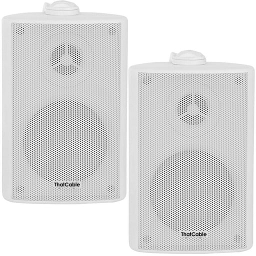 (PAIR) 2x 3" 60W White Outdoor Rated Speakers Wall Mounted HiFi 8Ohm & 100V