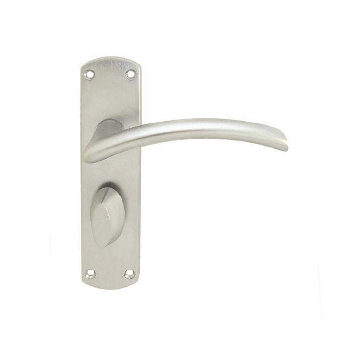 Arched Lever on Bathroom Backplate Door Handle 170 x 42mm Satin Chrome Loops